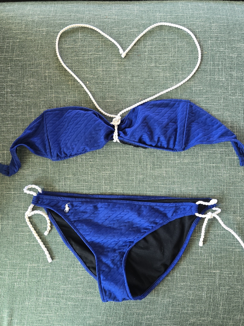 Ralph Lauren Blue Bikini Set - Rope Tie Detail